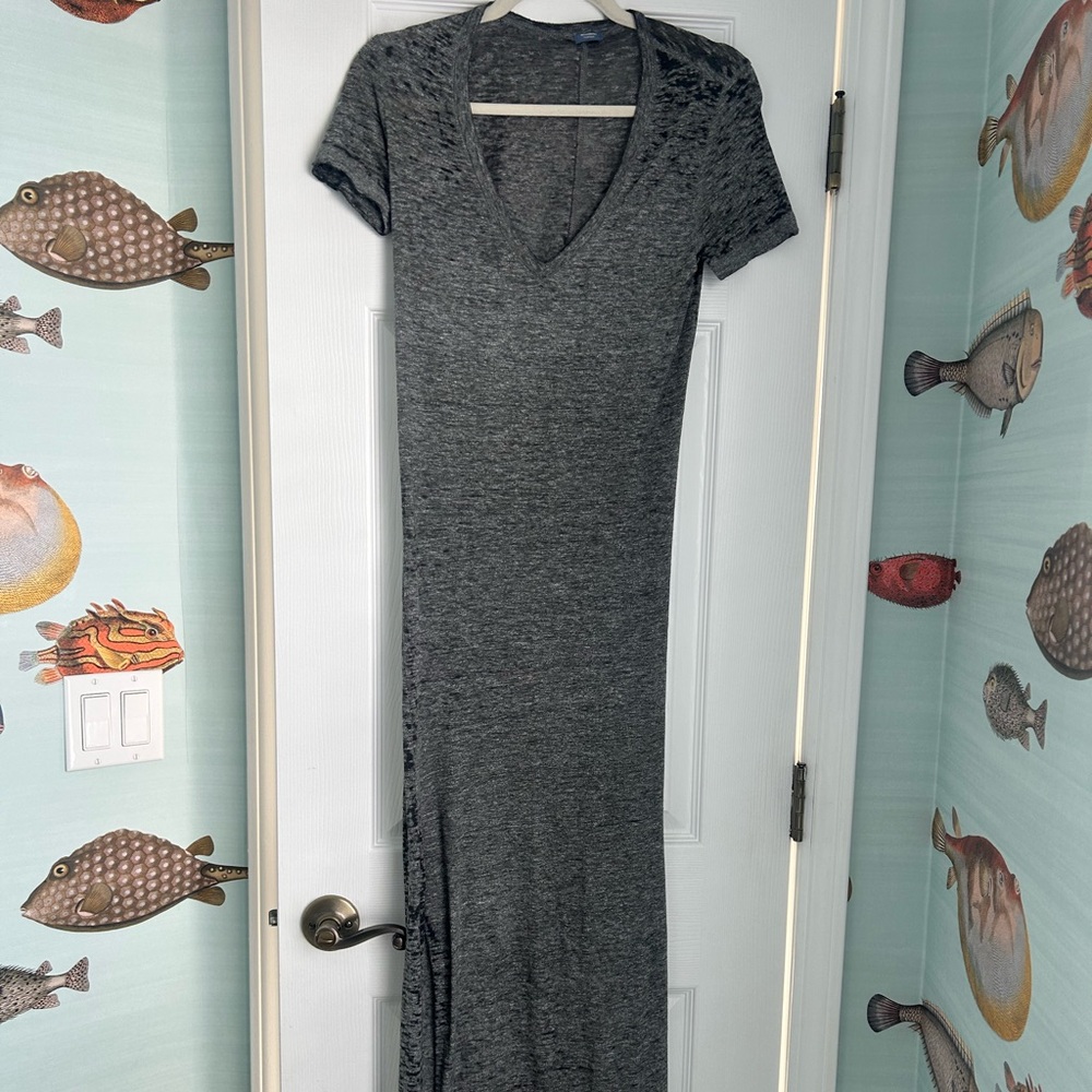 Monrow Charcoal V-Neck Maxi Dress